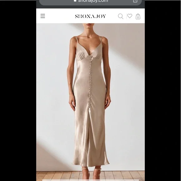 Shona Joy LA LUNE BIAS SLIP DRESS in Gold, NWT - Picture 1 of 4